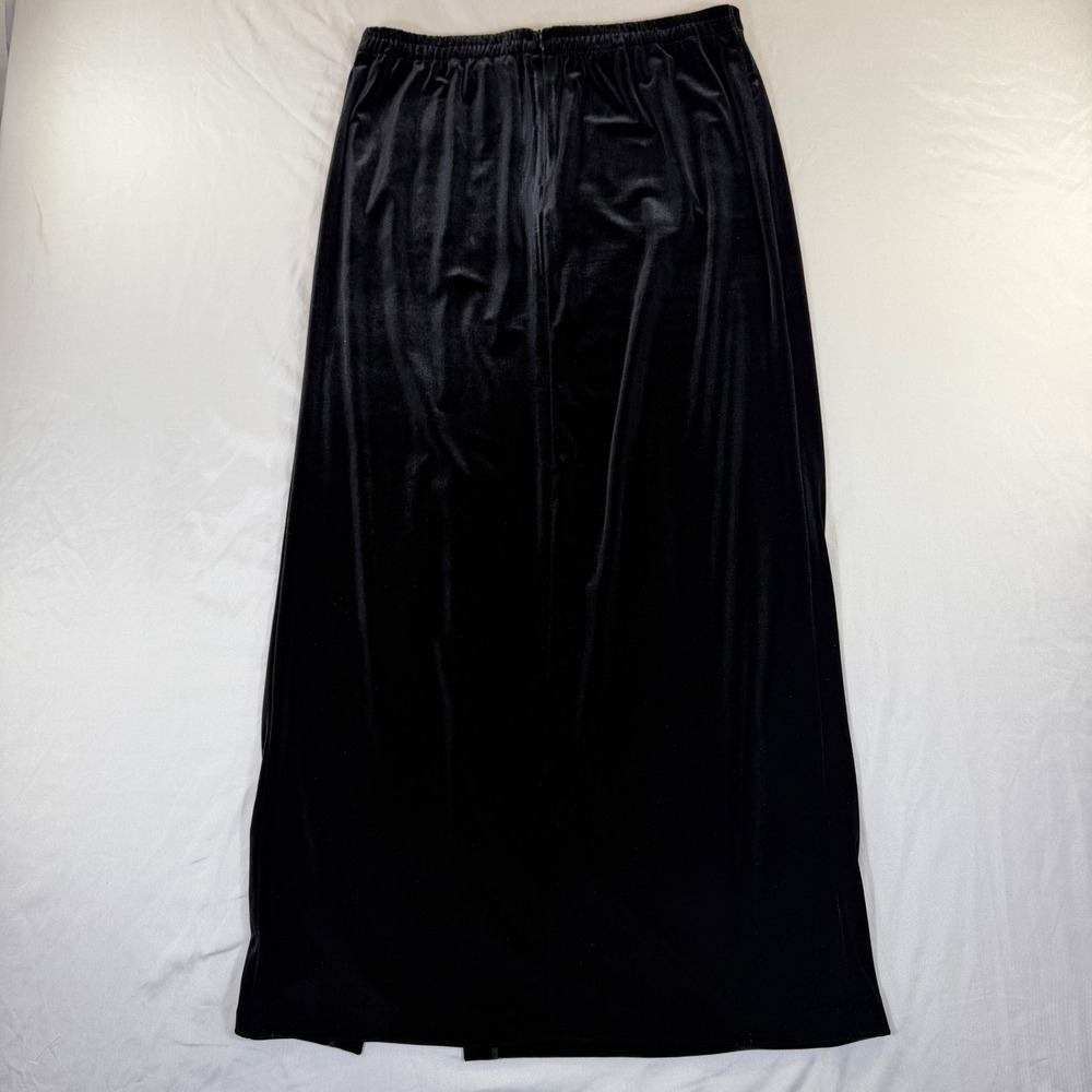 Vintage Black Velvet Maxi Skirt Formal‎ 12 Goth Glam 90s Holiday Dark Academia
